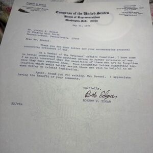 Congressman Bob Edgar | 1975 Signed Autograph Letter | Pennsylvania Democrat